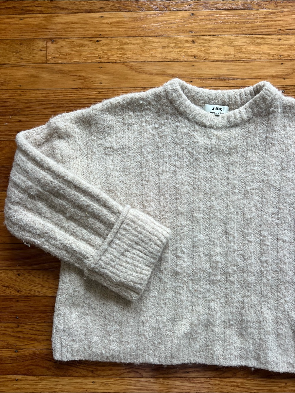 cream cable knit thick boxy sweater, wool
blend - Picture 6 of 6
